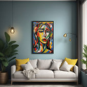 Levendig expressionistisch Abstract vrouwenportret Perfect Poster