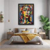 Levendig expressionistisch Abstract vrouwenportret Perfect Poster