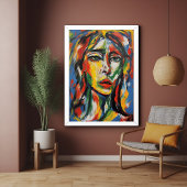 Levendig expressionistisch Abstract vrouwenportret Poster