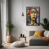 Levendig expressionistisch Abstract vrouwenportret Poster