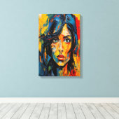 Levendig expressionistisch portret van gedurfde Ab Canvas Afdruk (Insitu (Houten vloer))