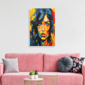 Levendig expressionistisch portret van gedurfde Ab Canvas Afdruk (Insitu (Woonkamer))