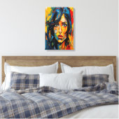 Levendig expressionistisch portret van gedurfde Ab Canvas Afdruk (Insitu (Slaapkamer))