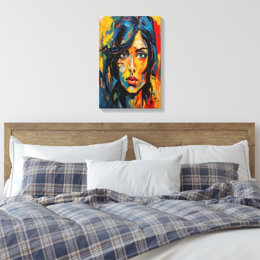 Levendig expressionistisch portret van gedurfde Ab Canvas Afdruk (Insitu (Slaapkamer))