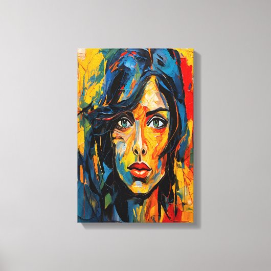 Levendig expressionistisch portret van gedurfde Ab Canvas Afdruk (Voorkant)