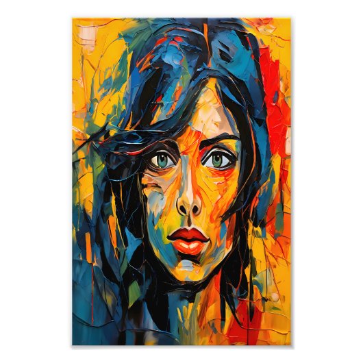 Levendig expressionistisch portret van gedurfde Ab Foto Afdruk (Voorkant)