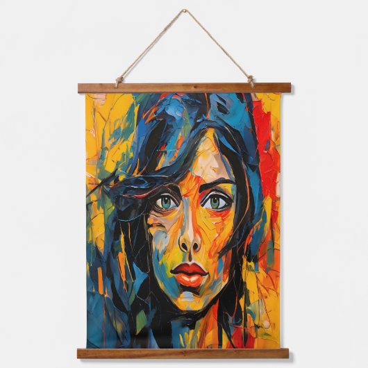 Levendig expressionistisch portret van gedurfde Ab Hangend Wandkleed (Voorkant)