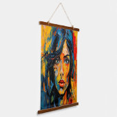 Levendig expressionistisch portret van gedurfde Ab Hangend Wandkleed (Gebogen)