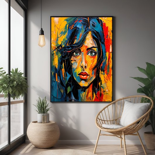 Levendig expressionistisch portret van gedurfde Ab Perfect Poster