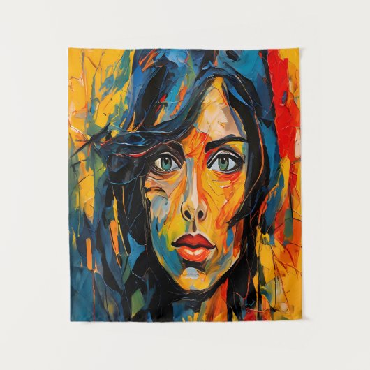Levendig expressionistisch portret van gedurfde Ab Wandkleed (Voorkant)