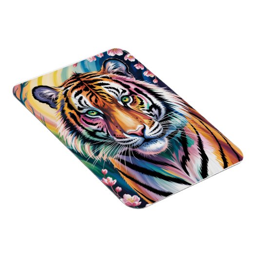 Levendig Fantasy Tiger Portret | exotisch Magneet (Rechterzijde)