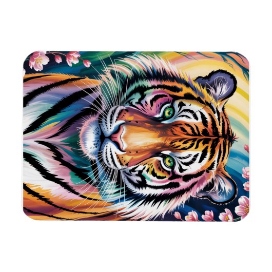 Levendig Fantasy Tiger Portret | exotisch Magneet (Horizontaal)