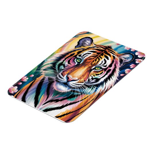 Levendig Fantasy Tiger Portret | exotisch Magneet (Linkerzijde)