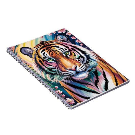 Levendig Fantasy Tiger Portret | exotisch Notitieboek (Rechterzijde)