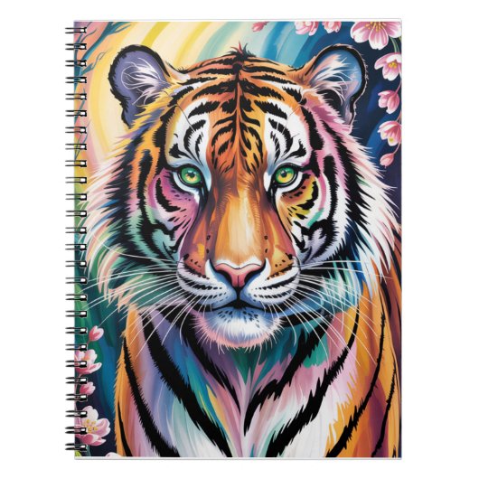 Levendig Fantasy Tiger Portret | exotisch Notitieboek (Voorkant)
