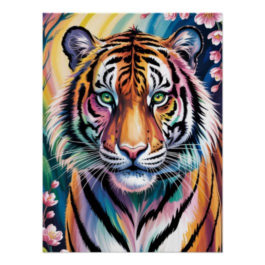 Levendig Fantasy Tiger Portret | exotisch Perfect Poster (Voorkant)