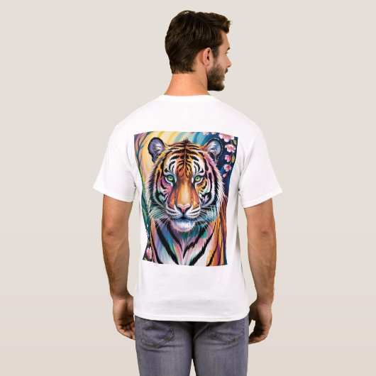 Levendig Fantasy Tiger Portret | exotisch T-shirt (Achterkant volledig)