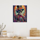 Levendig feest: Sugar Skull Dapper Skelet Poster (Keuken)