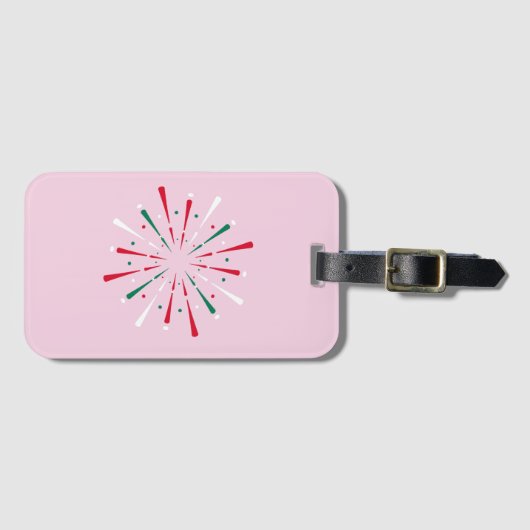 Levendig feestconfetti, vuurwerk bagagelabel (Voorkant (horizontaal))