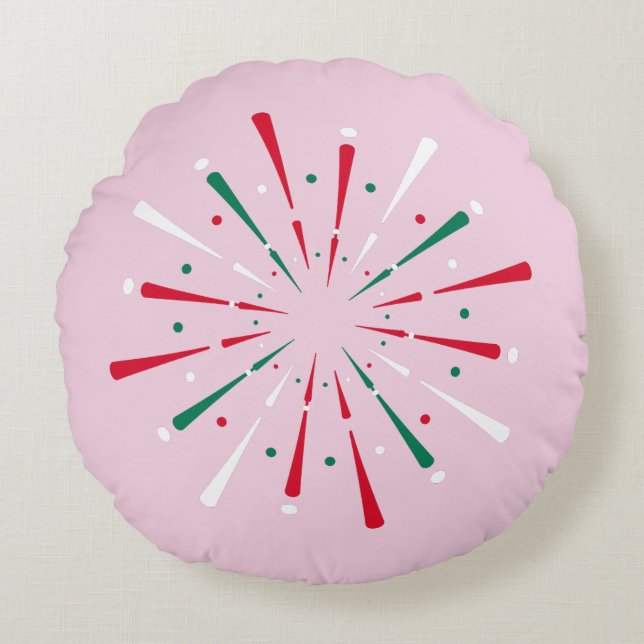 Levendig feestconfetti, vuurwerk rond kussen (Voorkant)