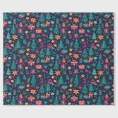 Levendig feestelijk kerstinpakpapier cadeaupapier (Vlak)