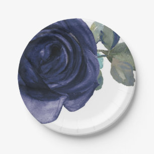 Levendig Fel Blauwpaars Indigo Bloemmotief Papieren Bordje