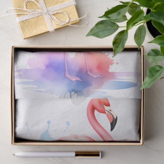 Levendig Flamingo Waterverf Decoupage Weefselpapie Tissuepapier (Geschenk)
