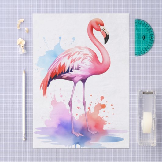 Levendig Flamingo Waterverf Decoupage Weefselpapie Tissuepapier (Craft)
