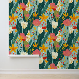 Levendig Floral Botanisch Patroon Behang