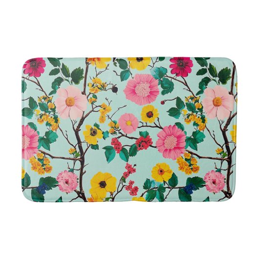 Levendig Floral Branches patroon Badmat (Voorkant)