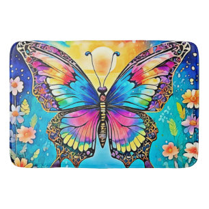 Levendig Floral Butterfly Glow Design Badmat
