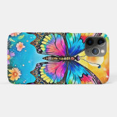 Levendig Floral Butterfly Glow Design Case-Mate iPhone Case (Achterkant (horizontaal))