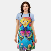 Levendig Floral Butterfly Glow Design Schort (Gedragen)