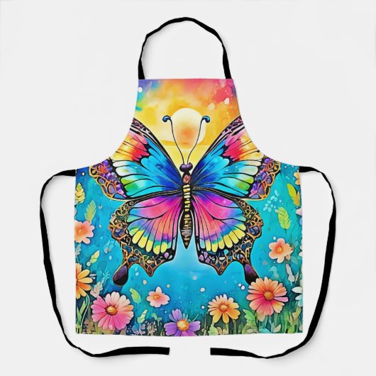 Levendig Floral Butterfly Glow Design Schort (Voorkant)