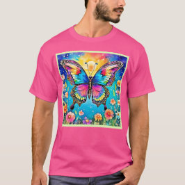 Levendig Floral Butterfly Glow Design T-shirt
