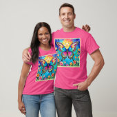 Levendig Floral Butterfly Glow Design T-shirt (Unisex)
