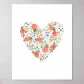 Levendig Floral Dream Heart afdrukken Poster (Voorkant)