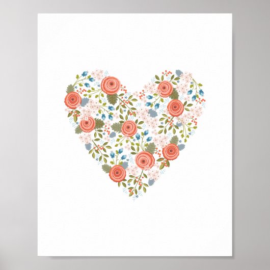 Levendig Floral Dream Heart afdrukken Poster (Voorkant)
