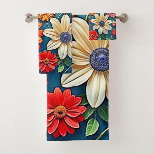 Levendig Floral Fantasy Design Bad Handdoek (Insitu)