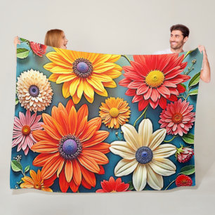 Levendig Floral Fantasy Design Fleece Deken