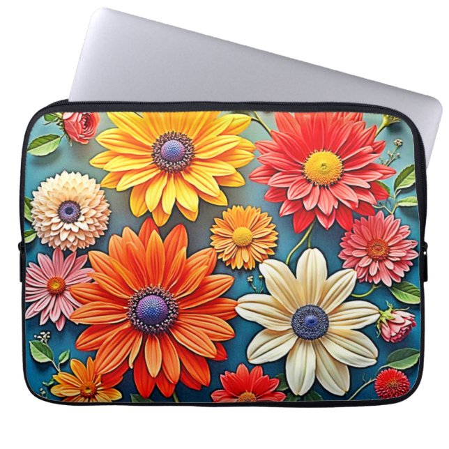 Levendig Floral Fantasy Design Laptop Sleeve (Voorkant)
