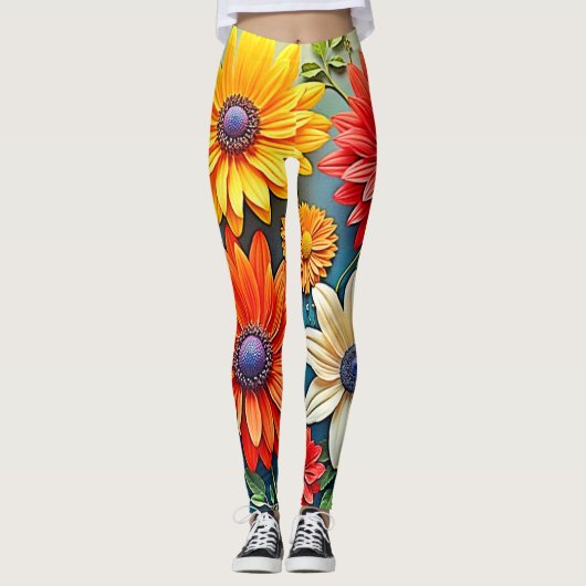 Levendig Floral Fantasy Design Leggings (Voorkant)