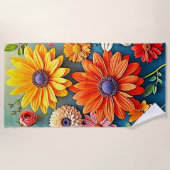 Levendig Floral Fantasy Design Strandlaken (Voorkant)
