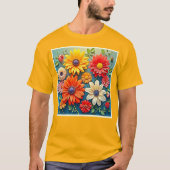 Levendig Floral Fantasy Design T-shirt (Voorkant)