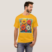 Levendig Floral Fantasy Design T-shirt (Voorkant volledig)