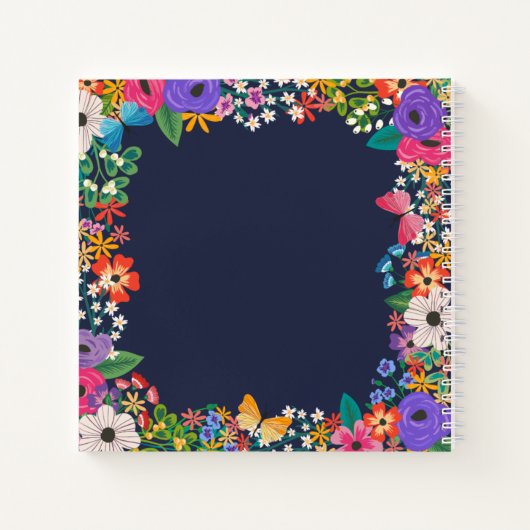 Levendig Floral Lijst met Vlinders Notitieboek (Achterkant)