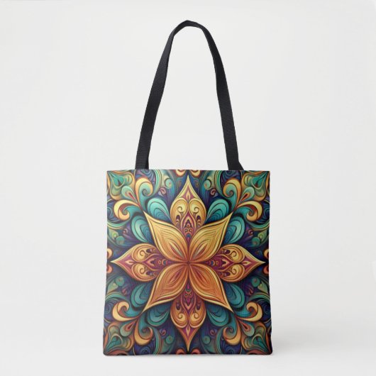 Levendig Floral Mandala kunstwerk Tote Bag (Voorkant)