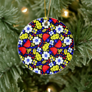 Levendig Floral Retro Keramisch Ornament