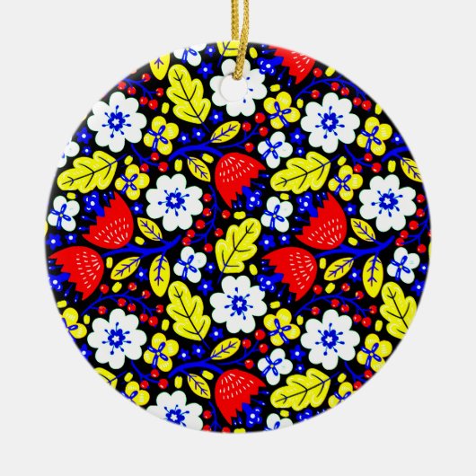 Levendig Floral Retro Keramisch Ornament (Voorkant)