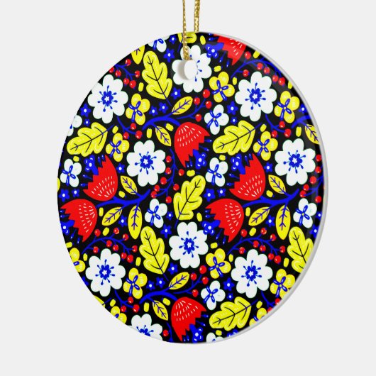 Levendig Floral Retro Keramisch Ornament (Links)